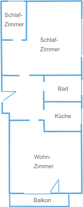 Wohn- Zimmer  Schlaf- Zimmer  Schlaf- Zimmer Bad Küche Balkon